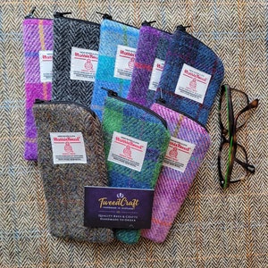 Handmade Harris Tweed Glasses Case, tartan glasses case, plaid glasses case, scottish gift