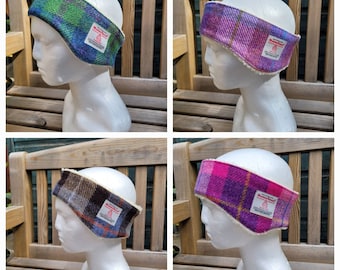 Handmade Harris Tweed earwarmers in your choice of tweed, tweed headband, ear cosy, custom order