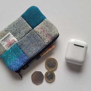 Authentic Handmade Harris Tweed coin purse, heart purse, dog treat bag, ready to ship, scottish gift, one of a kind