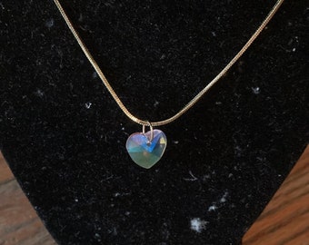 Pink heart necklace gold chain