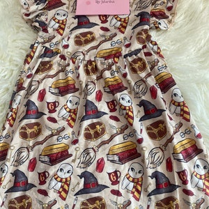Brown Wizard Hat & Owl Inspired Flutter Sleeve Milk Dress