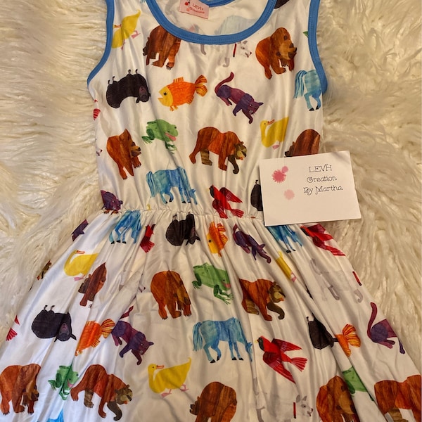 Women’s Adult Brown Bear Inspired Book Character Sleeveless Milk Dress