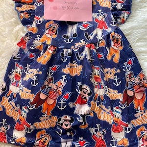 Mouse Cruise Ships Inspired Theme Flutter Sleeve Milk Dress