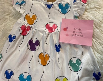 Mouse Magic Theme Park Balloon Inspired Flutter Sleeve Milk Dress