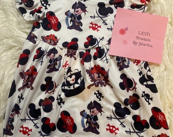 Pirate Mouse Inspired Flutter Sleeve Milk Dress
