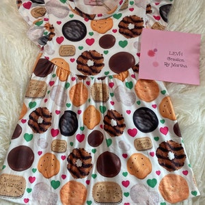 Girl Cookie Inspired Flutter Sleeve Milk Dress