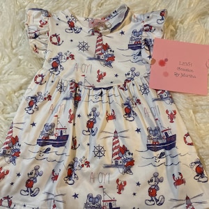 Ahoy Nautical Mouse Inspired Flutter Sleeve Milk Dress
