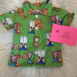 Green Cookie Mouse Inspired Book Character Button Down Shirt
