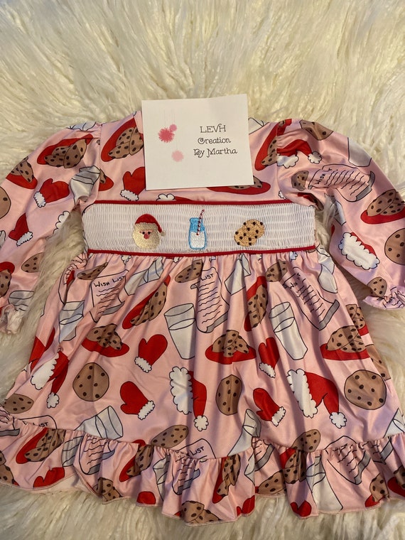 white christmas dresses Red Check Long Sleeve Smocked Dress
