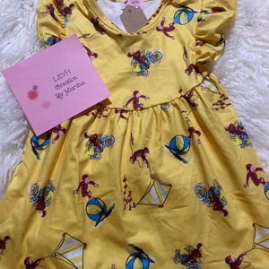 Curious Monkey Inspired Book Character Flutter Sleeve Milk Dress