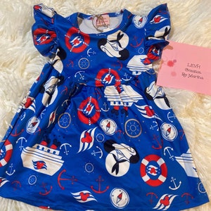 Blue Mouse Cruise Inspired Flutter Sleeve Milk Dress