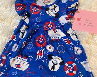 Blue Mouse Cruise Inspired Flutter Sleeve Milk Dress