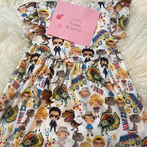 Jurassic Inspired Characters Flutter Sleeve Milk Dress