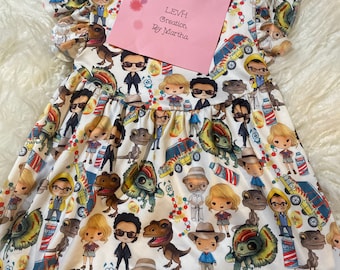 Jurassic Inspired Characters Flutter Sleeve Milk Dress