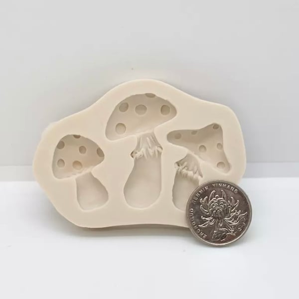 Mushroom silicone mold. 3 cute mushrooms resin silicone mold. Chocolate candy fondant silicone mold.