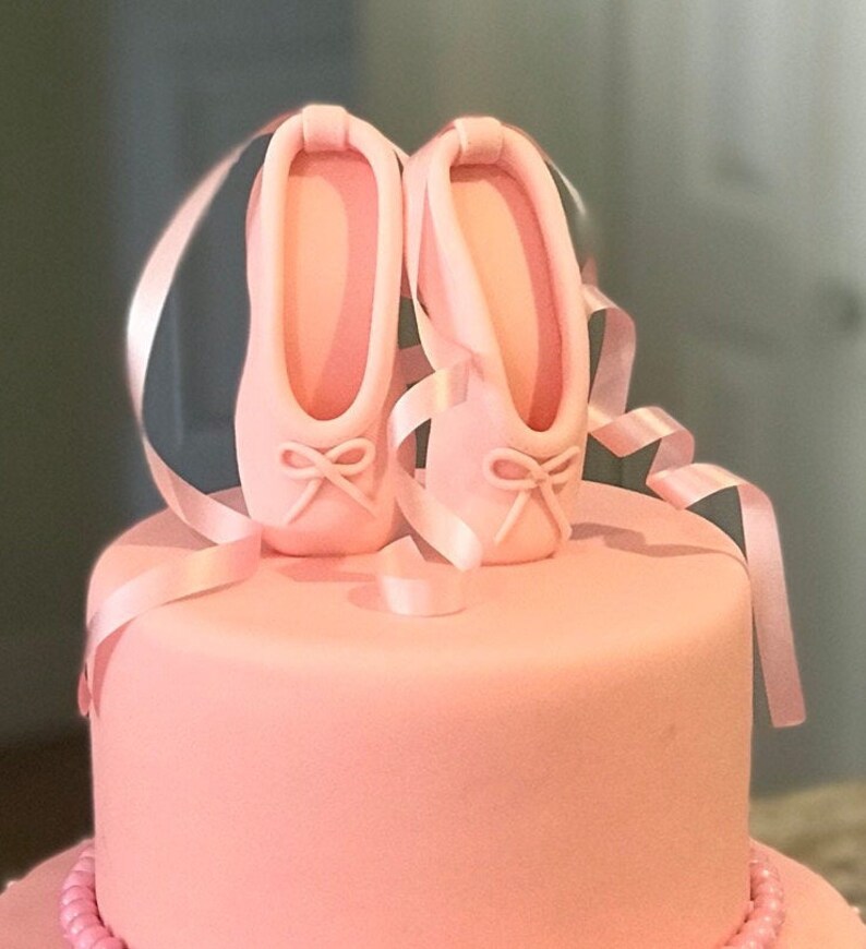 Fondant Edible Pink Ballerina Slippers Cake Toppers. Ballet Etsy