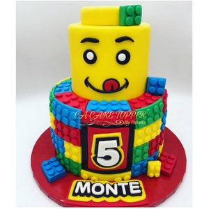 LEGO themed birthday cake. Dummy cake . Fake birthday cake. Lego cake. image 1