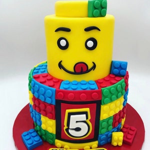 LEGO themed birthday cake. Dummy cake . Fake birthday cake. Lego cake. image 2