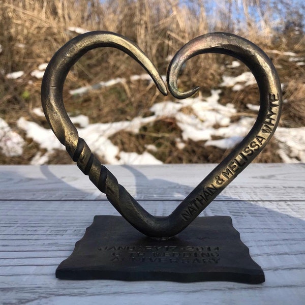 6th anniversary gift - Iron heart - Iron wedding - Hand Forged Iron Heart - Personalized - iron gift - for him - for her - 6th wedding Love