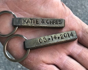 6th anniversary gift , iron keychain ,Iron wedding , Hand Forged Iron keychain ,Personalized , iron gift,  for him, for her , 6th wedding