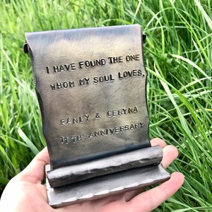 11th Anniversary gift - Partner - steel  wedding gift - Personalized - Love - for him - for her - steel vows from a Blacksmith