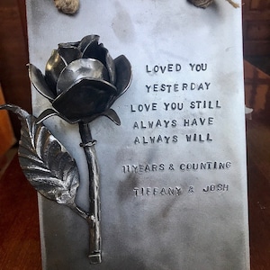 6th anniversary gif - Iron Rose - Iron wedding - Hand Forged Iron Rose - Personalized - iron gift - for him - for her - 6th wedding gift