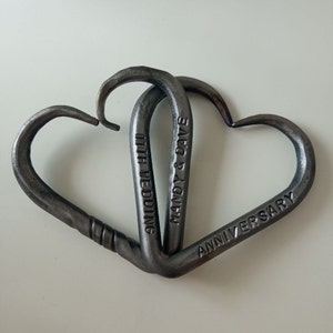 11th anniversary gift - Steel Heart - Steel Wedding - Hand Forged steel Heart - Personalized - Steel Gift - For him - For Her - 11th Wedding