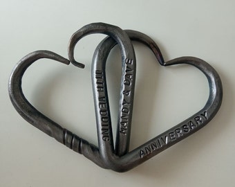 11th anniversary gift - Steel Heart - Steel Wedding - Hand Forged steel Heart - Personalized - Steel Gift - For him - For Her - 11th Wedding