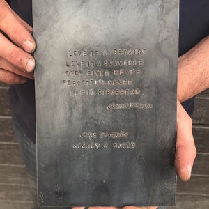 11th Anniversary gift - Partner - steel  wedding gift - Personalized - Love - for him - for her - steel vows from a Blacksmith