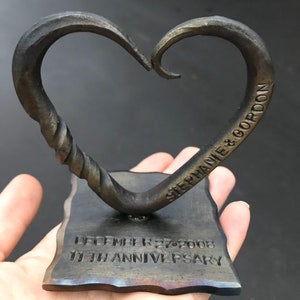 Corazón de amor para bodas por el 11.° aniversario - Regalo para el 11.° aniversario - Bodas de acero - Para él - Para ella - Amor para la 6.° boda - Regalo personalizado de acero para el 11.° aniversario