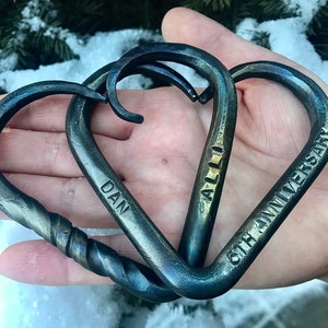 Personalized 6th Anniversary gift , Iron wedding, Pair of Interlinked Iron Hearts, hand forged hearts, Iron gift, wedding gift, 6th wedding