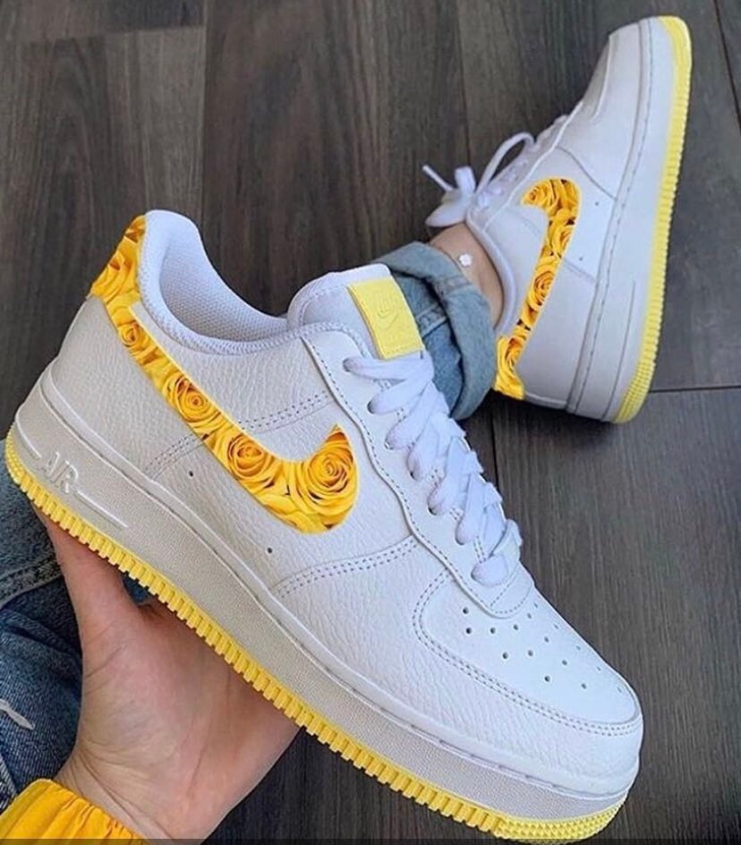yellow air force 1 with flowers