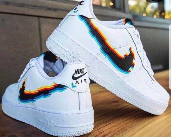 Aangepaste Nike Air Force 1 Double Vision Tick | Etsy