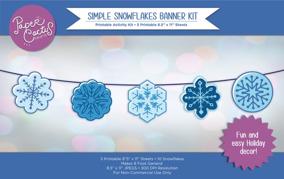 Printable Simple Snowflakes Banner Kit DIY Christmas Decor