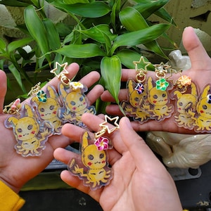 Mimikyu Double-sided holo acrylic keychains
