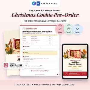 Christmas Cookie Order Form, Holiday Cookie Box Pre-Order Form, Bakery Holiday Flyer & Instagram Posts, Editable Canva Template