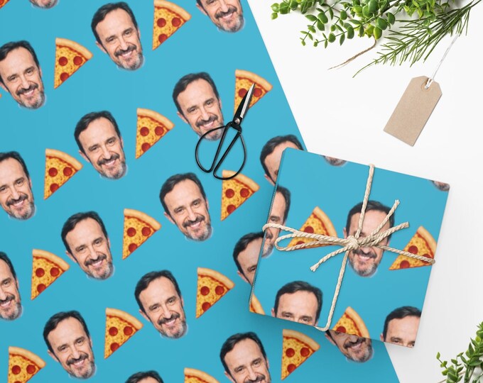 Custom Face Wrapping Paper with Pizza ,Custom Pizza Gift Wrap, Custom Face Wrapping Paper,Custom Wrapping Paper, Personalized Wrapping Paper