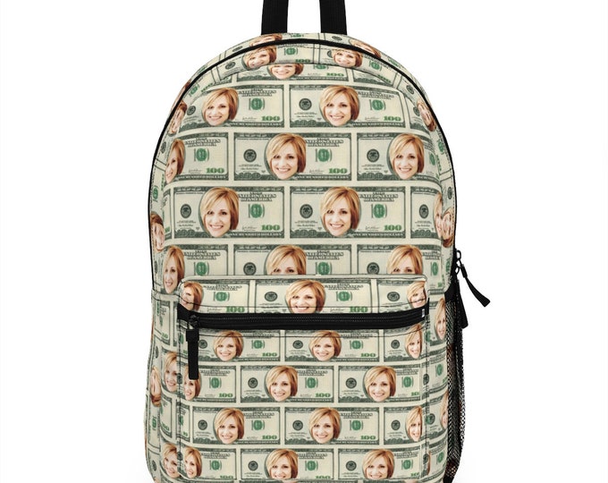 Custom YOUR PHOTO Backpack, Money Back Pack, Dog Mom Personalized Backpack, Backpack, Photo Backpack, Back Pack, 100 dollar bill backpack