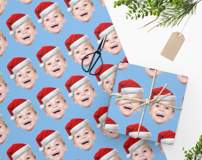 Custom Christmas Wrapping Paper, Custom Christmas Face Gift Wrap, Custom Face Wrapping Paper, Wrapping Paper, Personalized Wrapping Paper