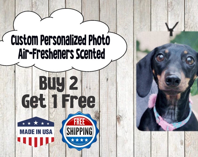 Custom Photo Car Air Fresheners, Car Freshener, Any Photo, Text, Logo Choose your Scent, Double Sided, Photo Car Freshener
