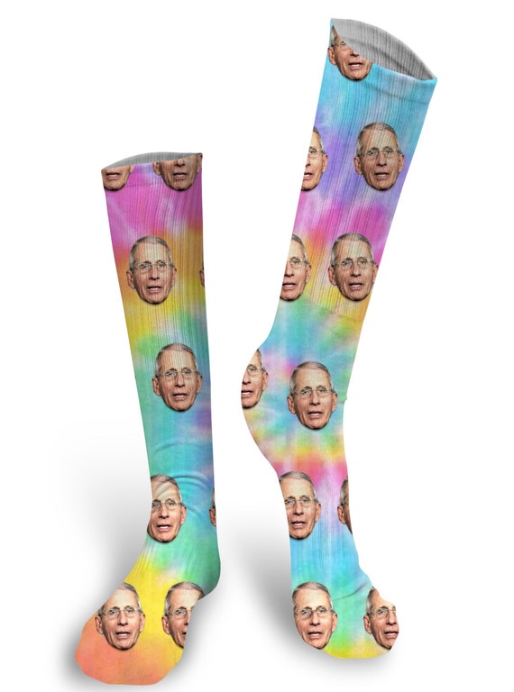 Dr Fauci Socks Tie Die Dr Fauci Socks Dr Fauci Face Socks Etsy
