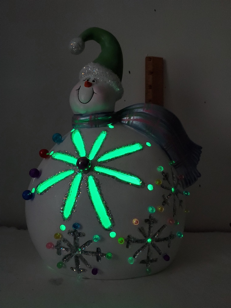 Hand painted ceramic light-up Snowman