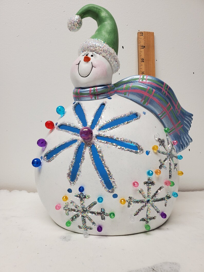 Hand painted ceramic light-up Snowman