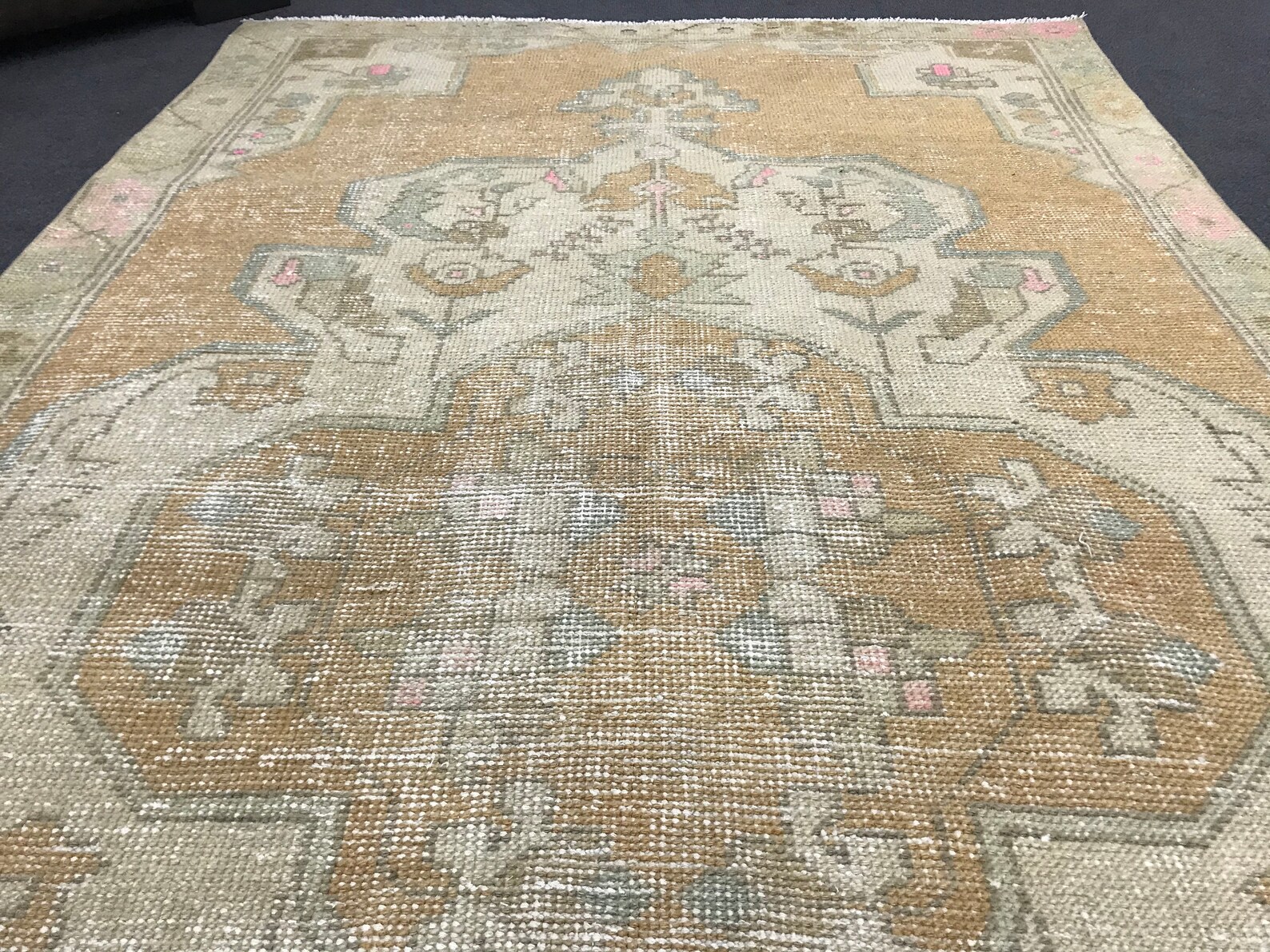 Vintage faded rug 4 x 8 ft oushak area rug hand knotted Etsy