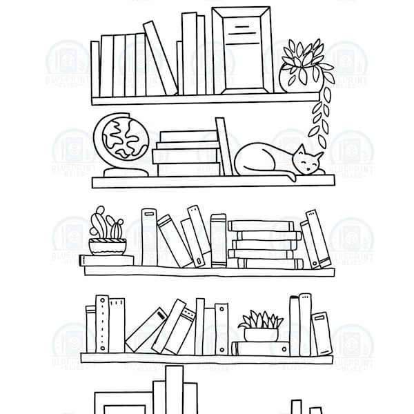 Minimalist Bookshelf Printable Template | DIY Bookshelf Decor | Instant Digital Download