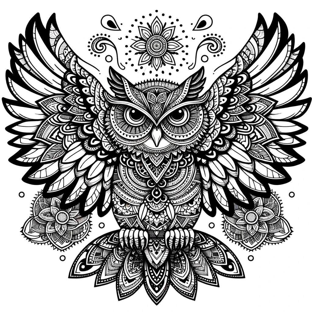 Enchanting Owl Mandala - Printable Coloring Page PDF, Intricate Adult ...