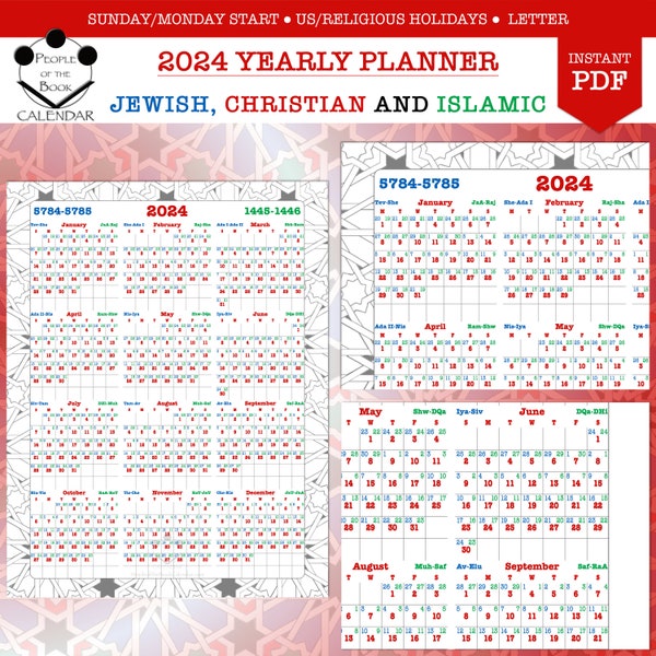 2024 Islamic Wall Calendar Etsy