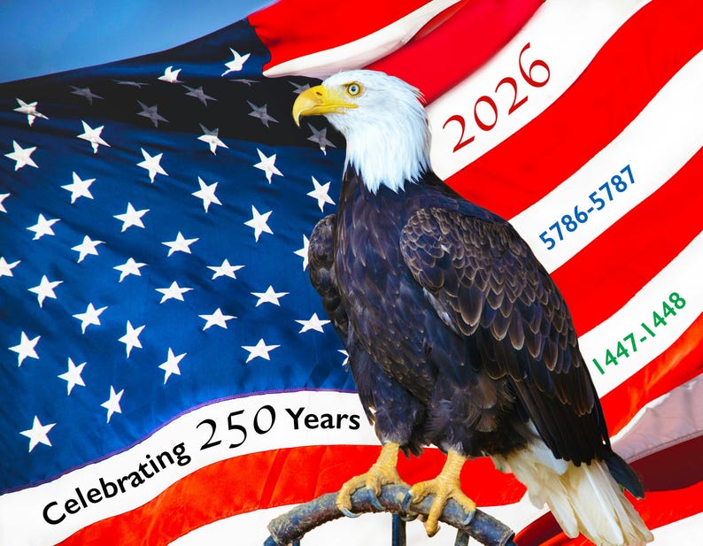 Wandkalender Amerikaanse Revolutie 2026 (start zondag) afbeelding 1