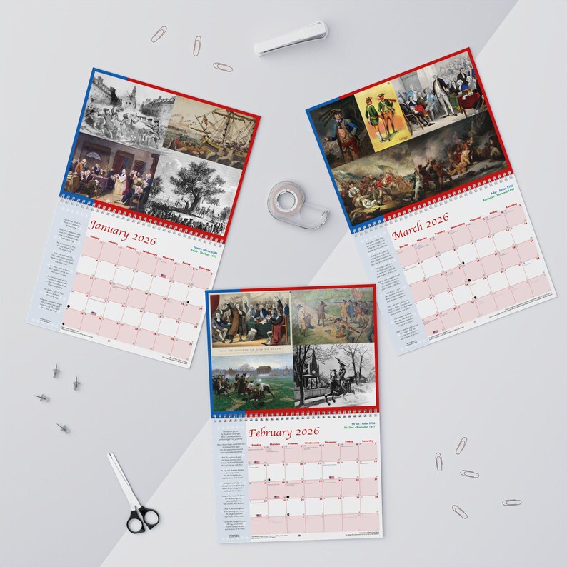 Wandkalender Amerikaanse Revolutie 2026 (start zondag) afbeelding 5