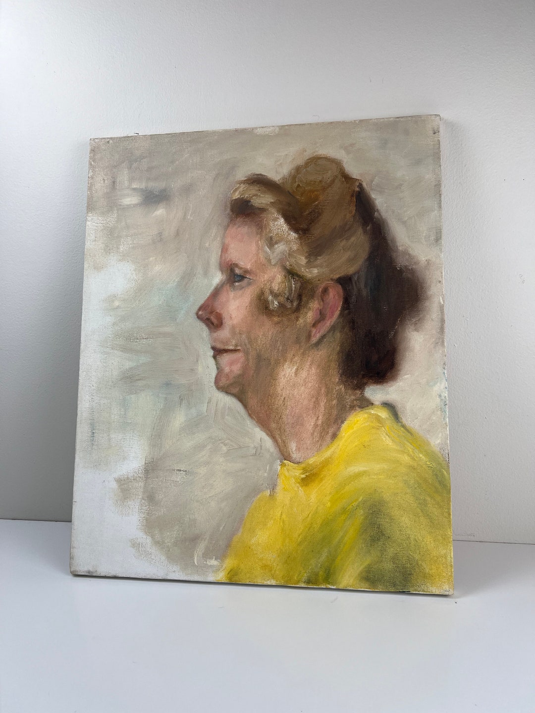Vintage Original Oil Painting Vintage Portrait Painting Mid Century